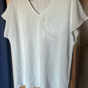 White V-Neck Women's Top